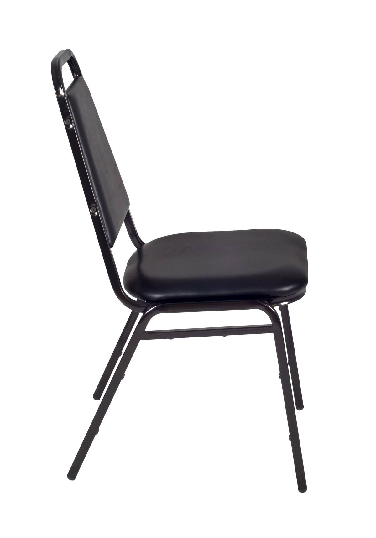 Maple Round Breakroom Table and 4 Black Stack Chairs K651081