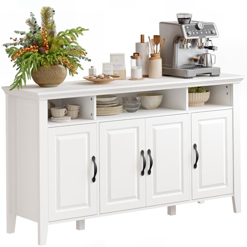 Oak and White Buffet Cabinet with Storage Q950724