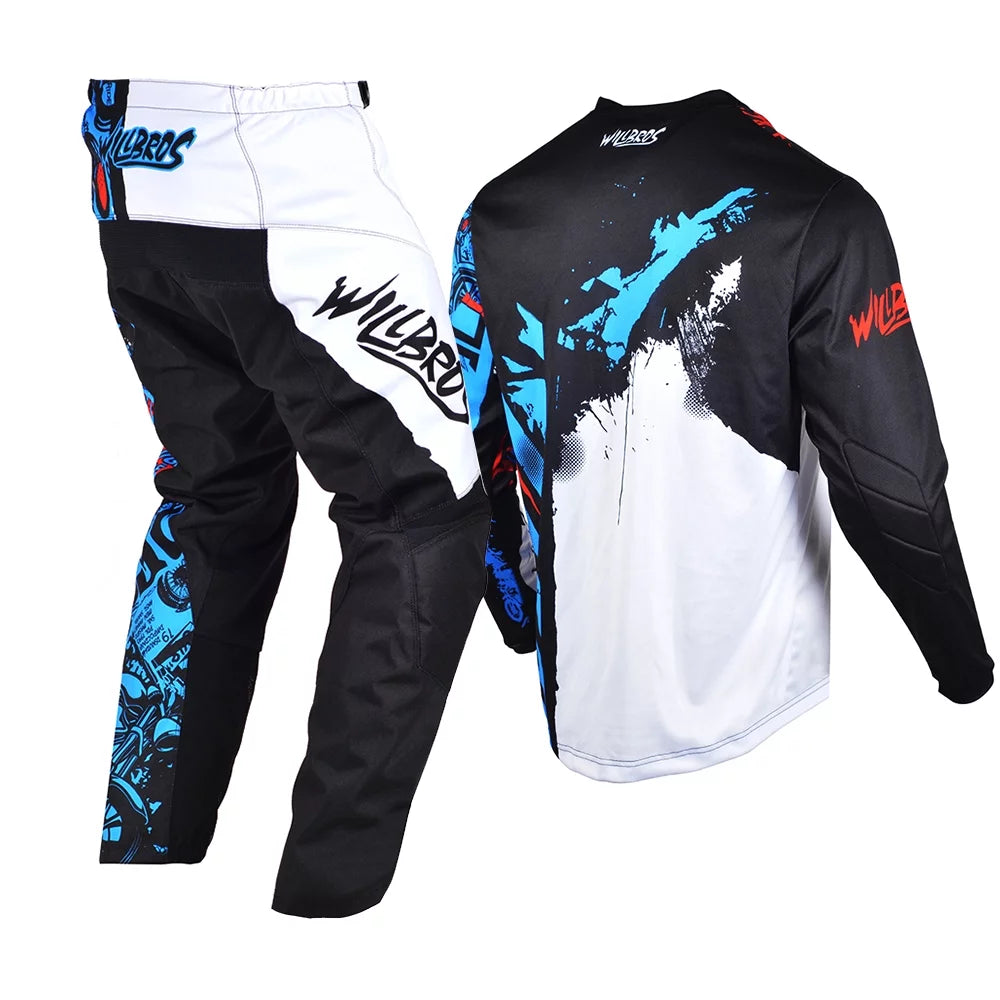 Motocross Jersey and Pants Combo Black Blue Y1974