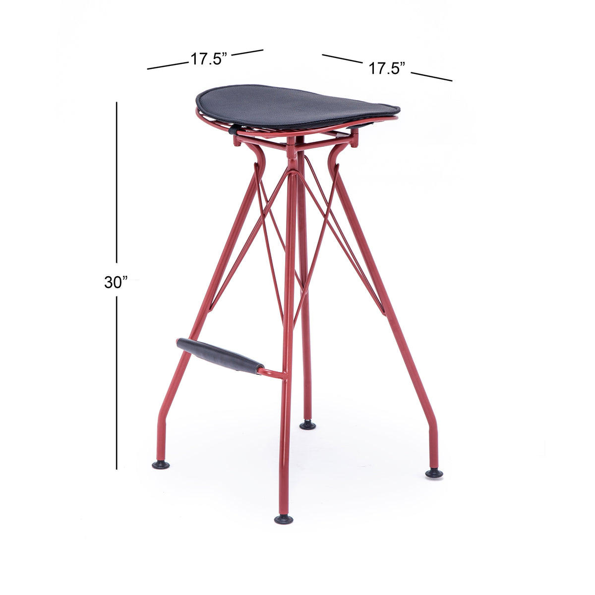 Dark Red 30 Inch Faux Leather Metal Barstool Set of 2 I213