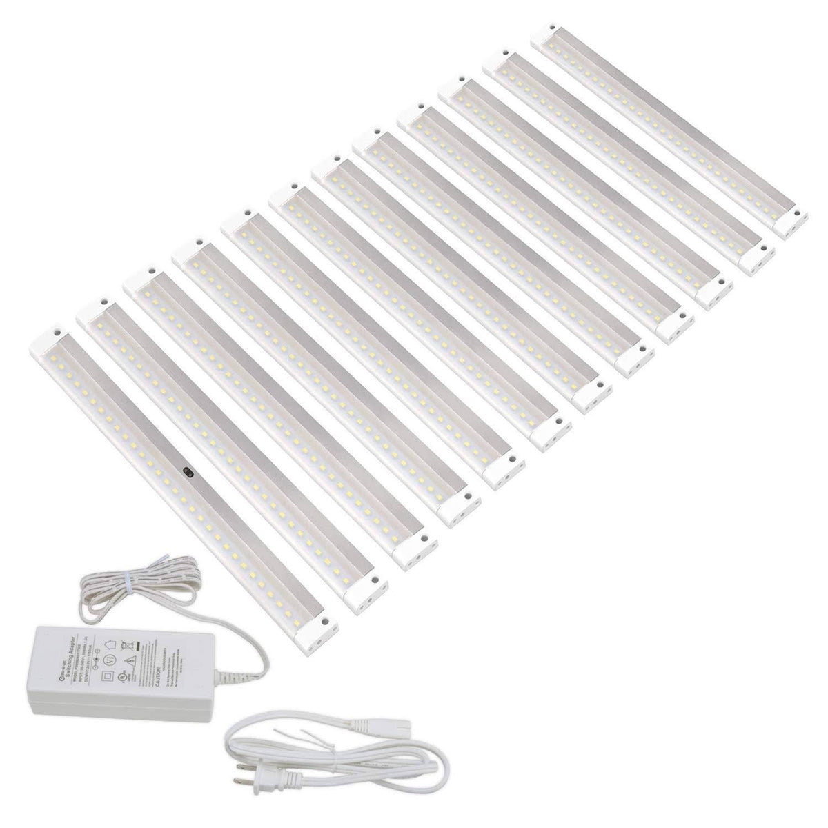 White Finish 12 Panels 12 inch LED Dimmable Under Cabinet Lighting Kit T23713