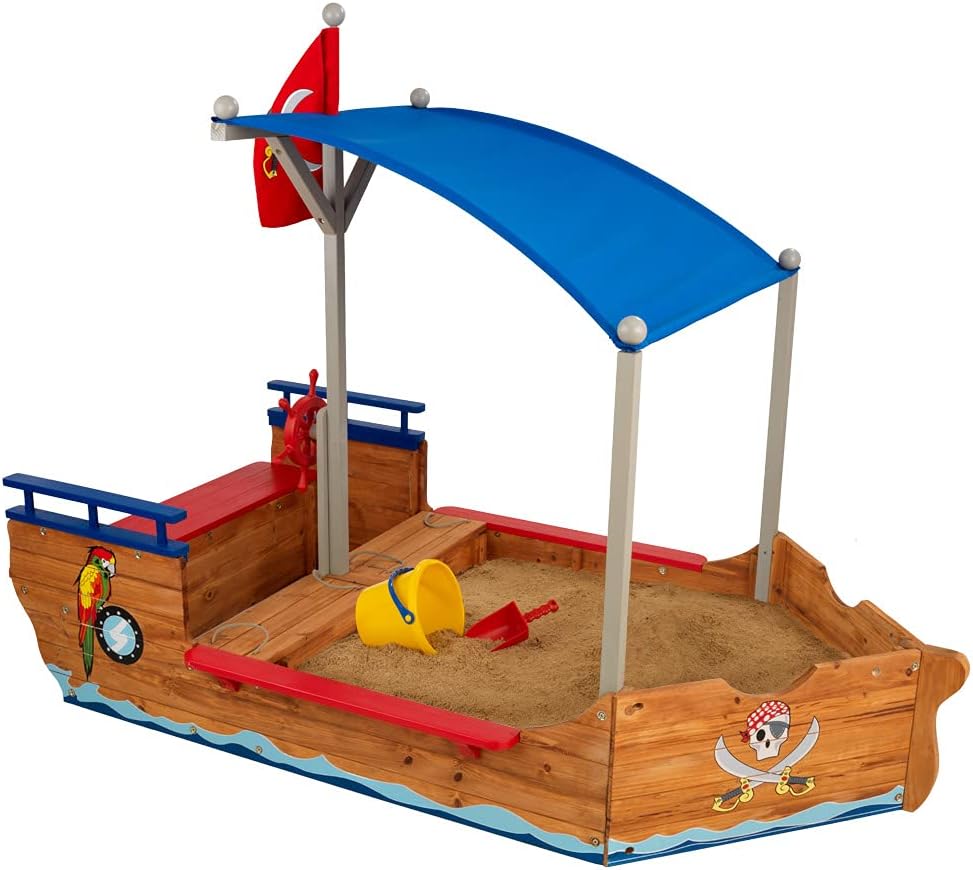 Wooden Pirate Sandbox with Canopy R31109