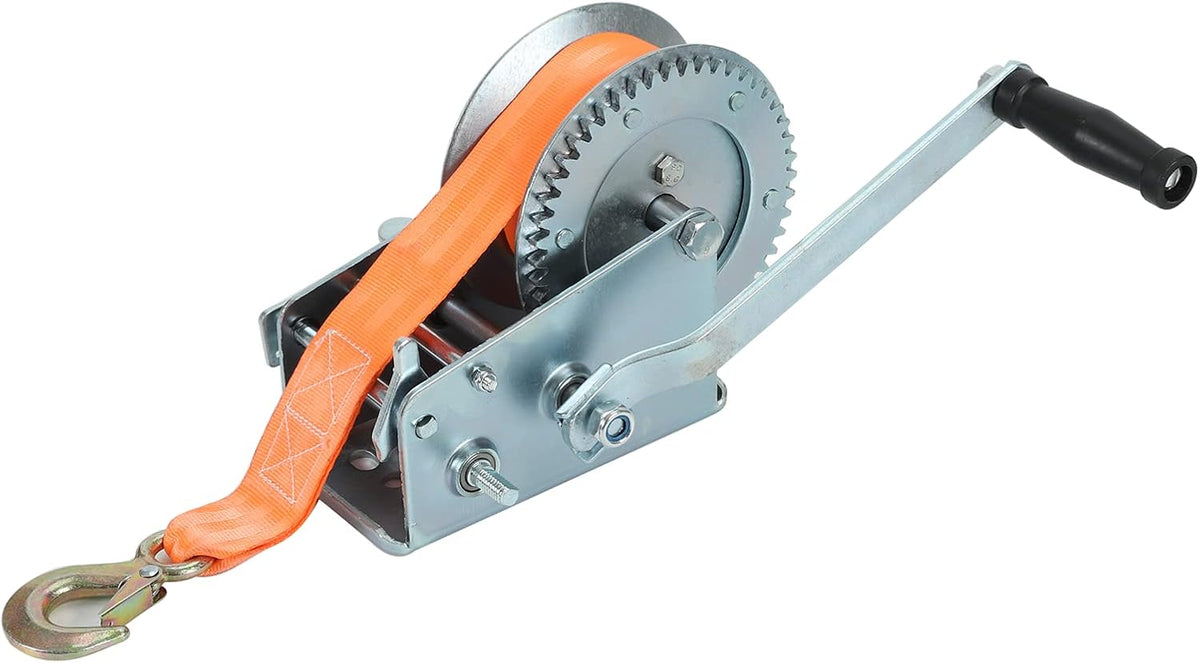 3500lbs Dual Gear Hand Winch Polyester Strap Pack of 2 G2150