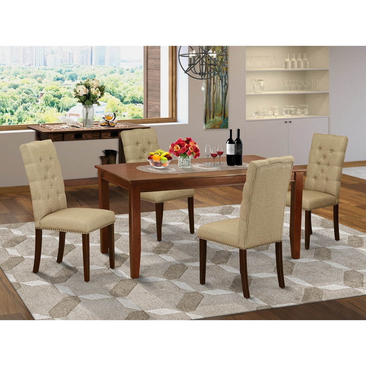 5-Piece Dining Room Set with 4 Chairs and Rectangular Table M3513