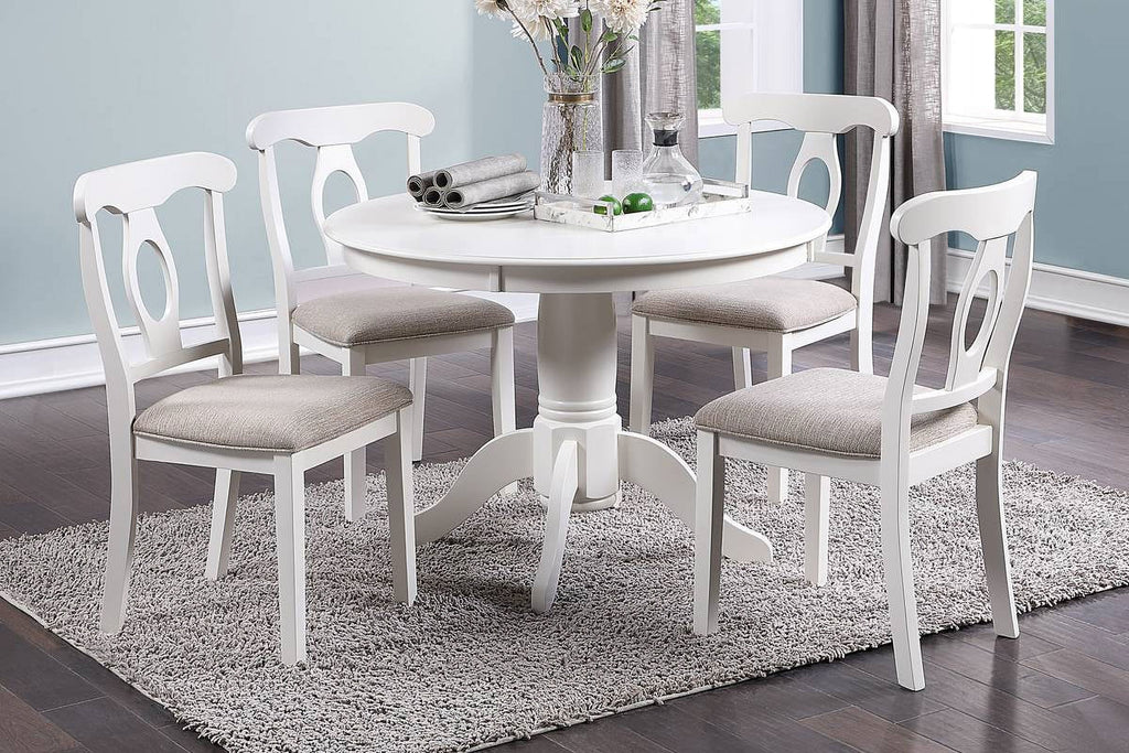 5pc Round Dining Table Set with 4 Cushion Chairs Rubberwood J329