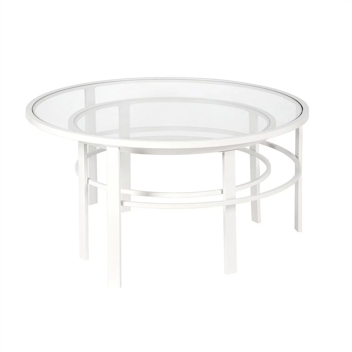 2 Piece Nested Metal & Glass Coffee Table in White Q54492