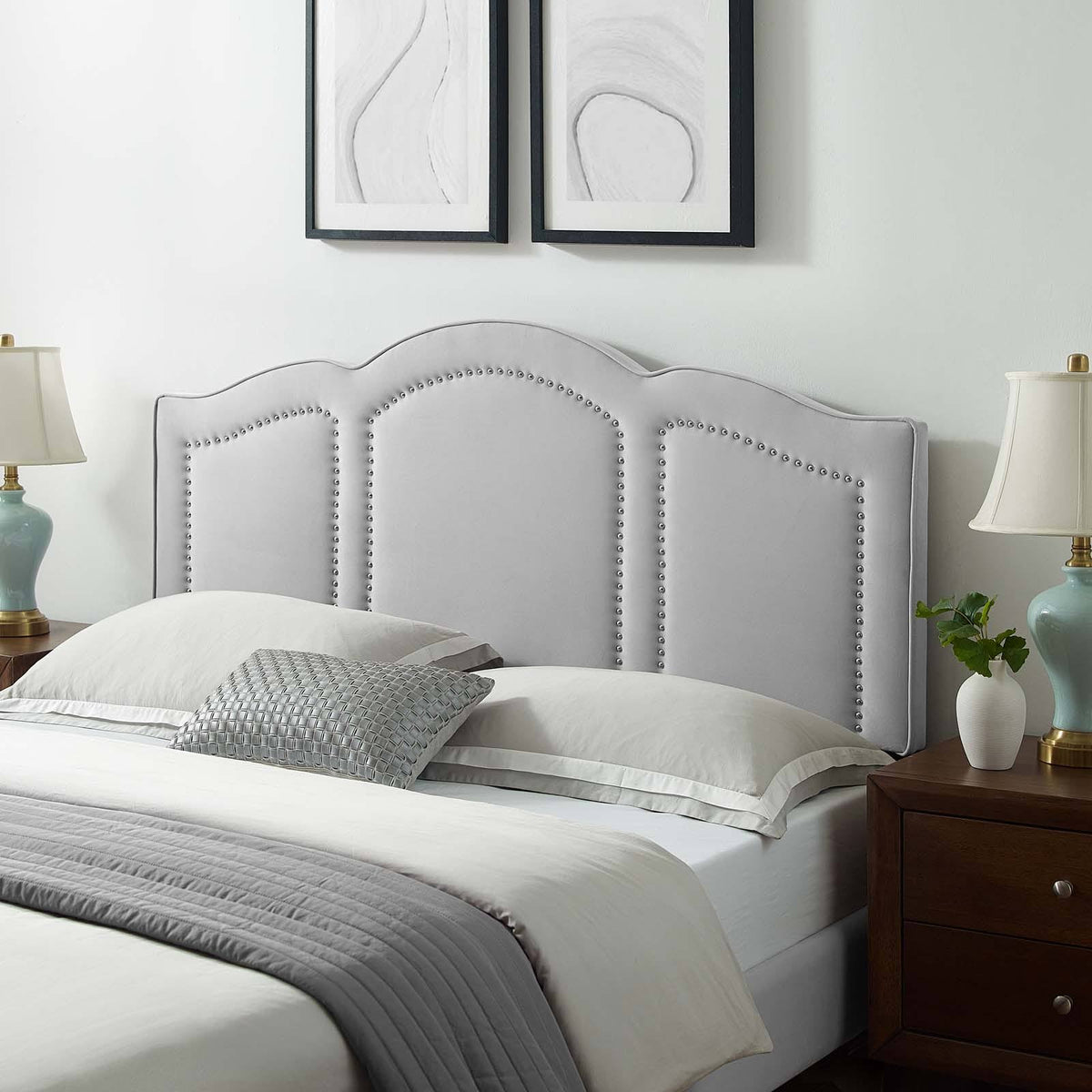 White Performance Velvet Headboard F2264