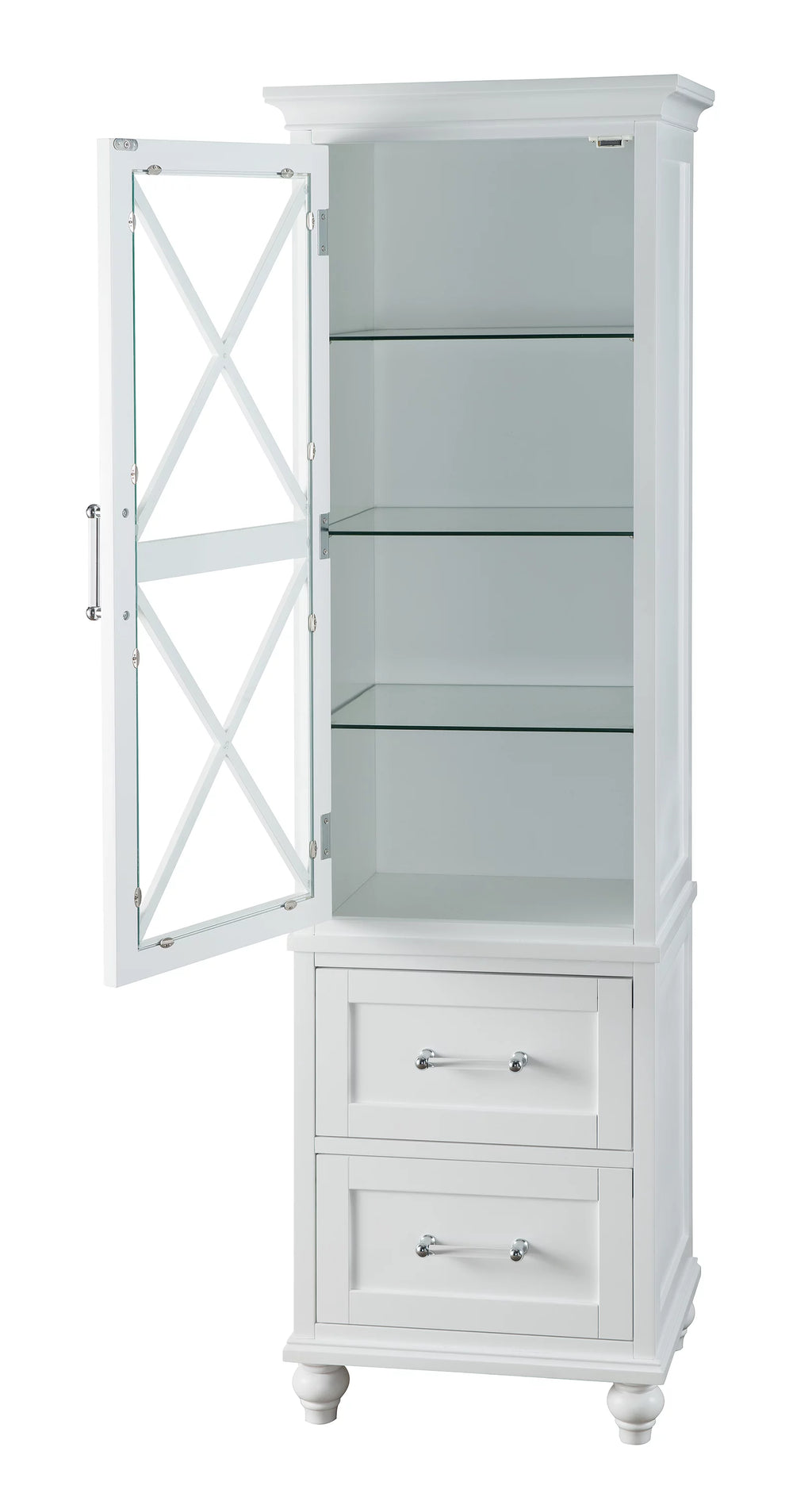 White Wooden Bathroom Cabinet with 2 Drawers D872