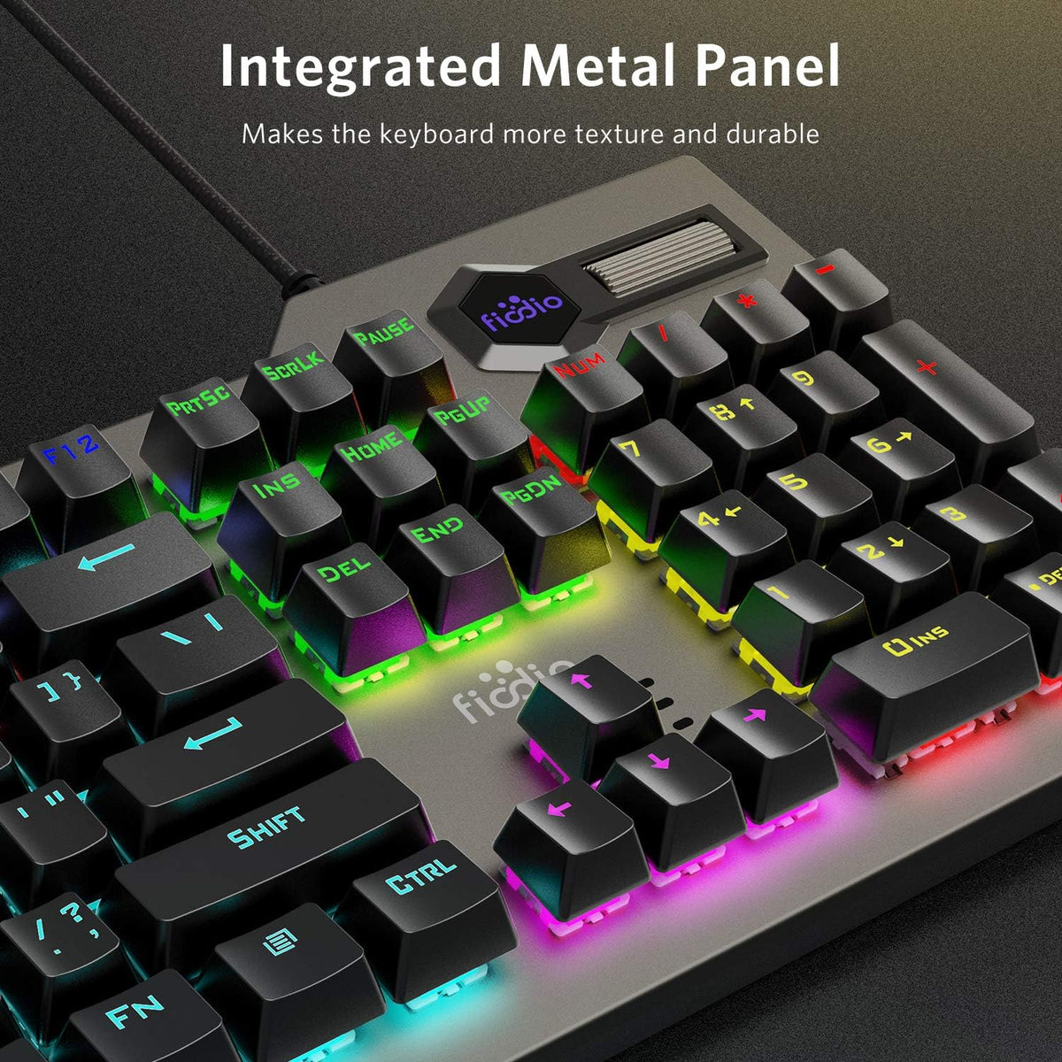 Wired RGB Rainbow Backlit Mechanical Keyboard with Blue Switches T195