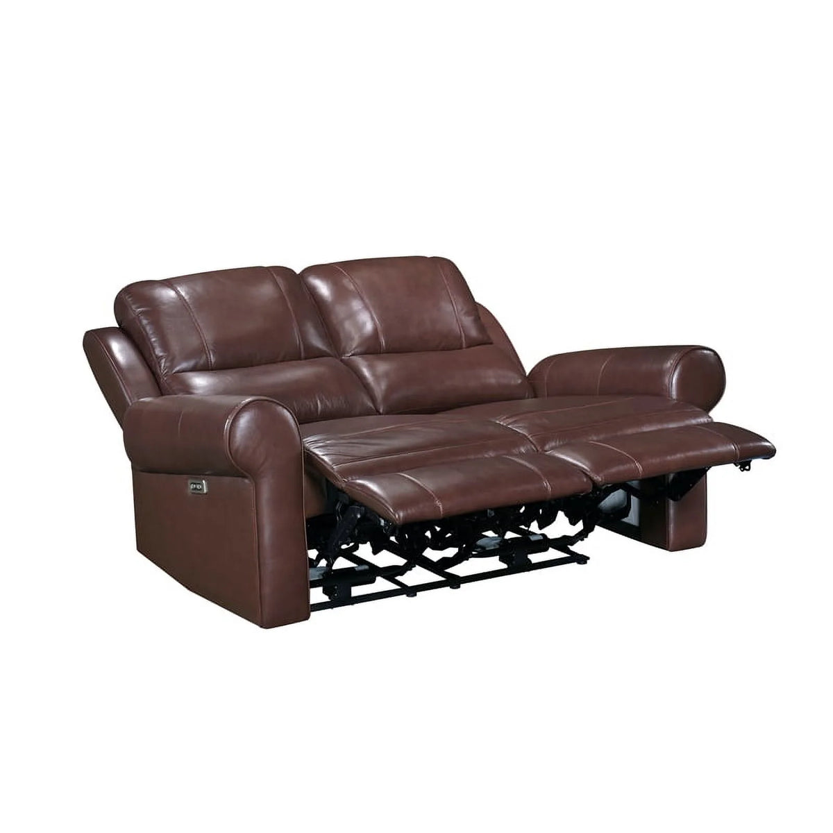 Brown Leather Match Power Double Reclining Love Seat M82659