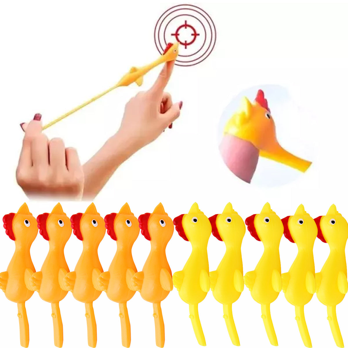 10 Pcs Rubber Chicken Prank Toy M13299