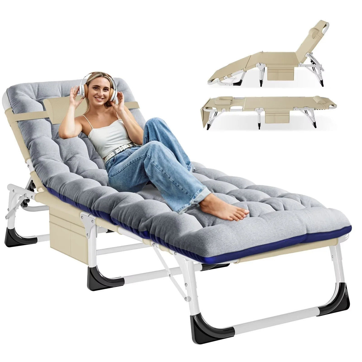 Portable Folding Lounge Chair with Pillow F4294