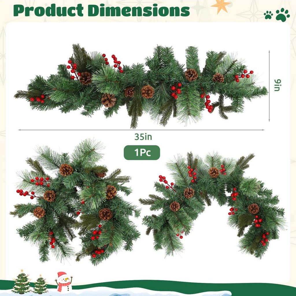 35" Artificial Pine Cone Mailbox Garland with Red Berry G118331