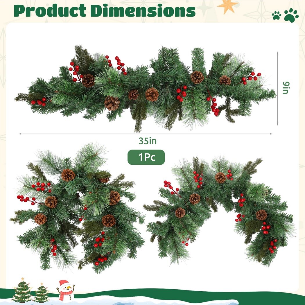 35" Artificial Pine Cone Mailbox Garland with Red Berry G118331