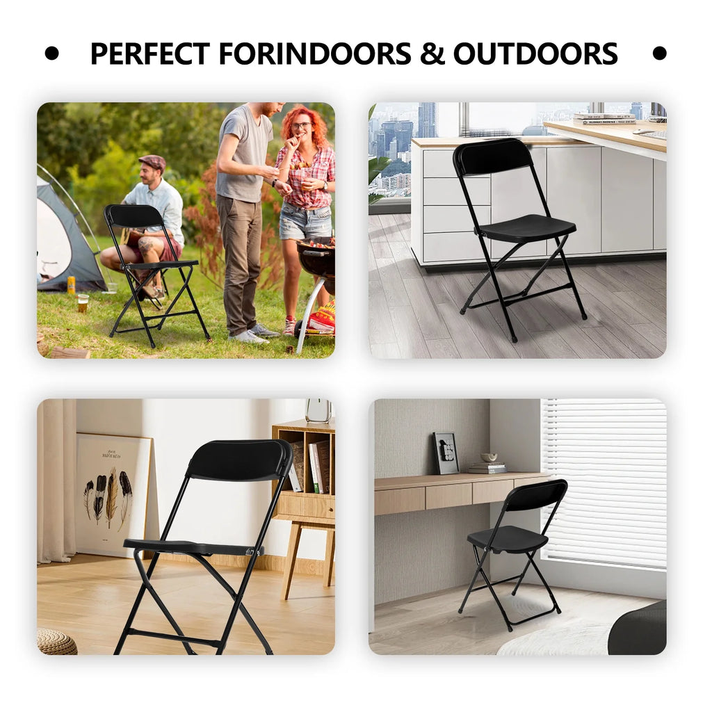 6 Pack White Plastic Folding Chairs 350lb Capacity Stackable R603249