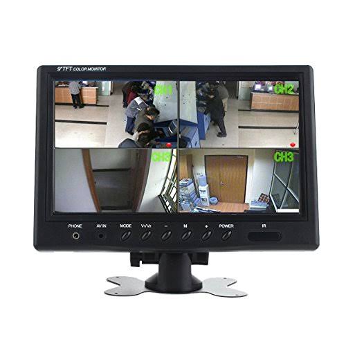 9 inch 16:9 HD 4 Split Quad Color TFT LCD Display Monitor Car Rear View Monitor L596