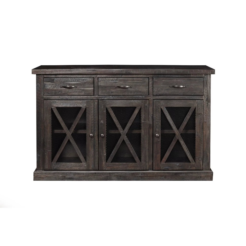 Brown Wooden Sideboard with 3 Drawers and Doors V26228