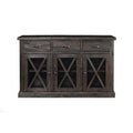 Brown Wooden Sideboard with 3 Drawers and Doors V26228