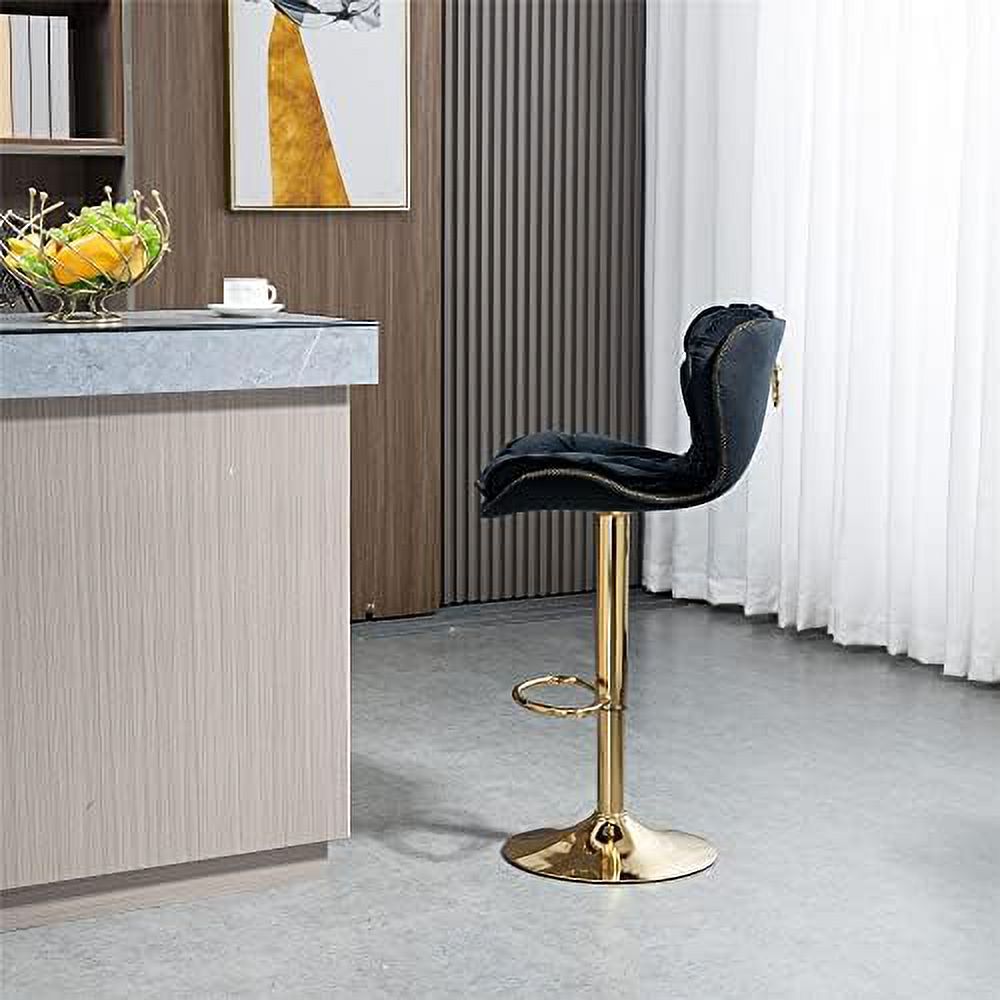 Rose Red Velvet Adjustable Counter Stools with Swivel Seat D39301
