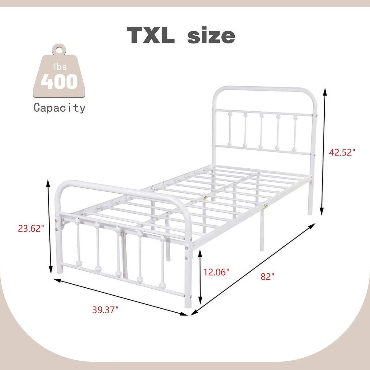 Vintage Queen Metal Platform Bed Frame X529562