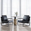 Black PU Leather Accent Chair Set of 2 with Metal Frame Z897