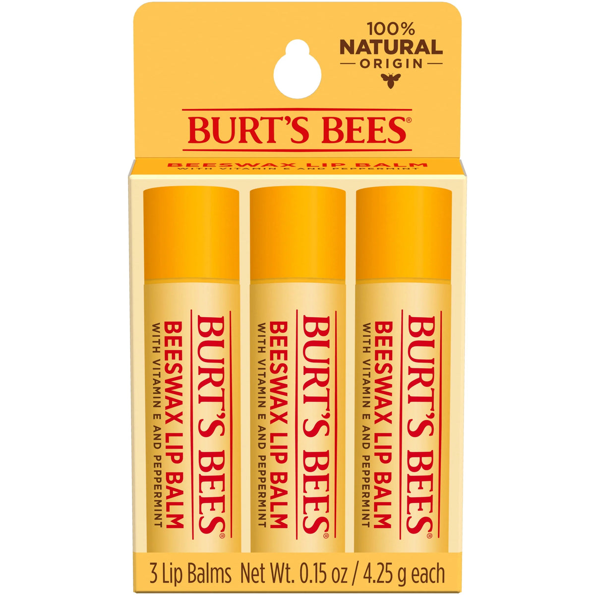 Moisturizing Lip Balm with Beeswax, Vitamin E & Peppermint Oil, 4 Count R7444