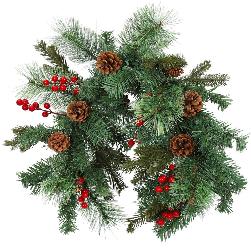 35" Artificial Pine Cone Mailbox Garland with Red Berry G118331