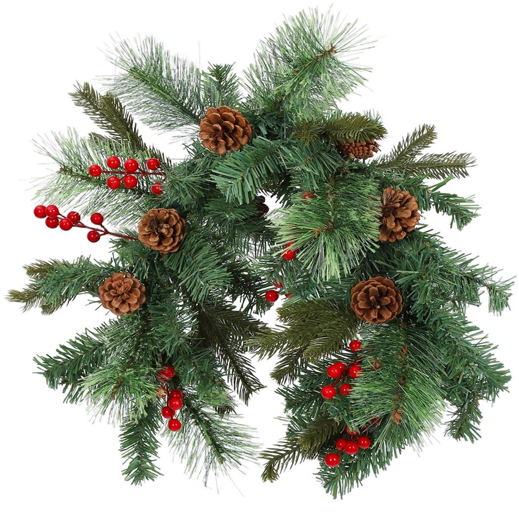 35" Artificial Pine Cone Mailbox Garland with Red Berry G118331