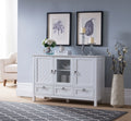 White Wood & Glass Sideboard Buffet Console Table with Drawers A6802