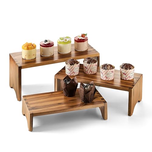 Acacia Wood 3 Tier Display Stands Set of 3 H8215
