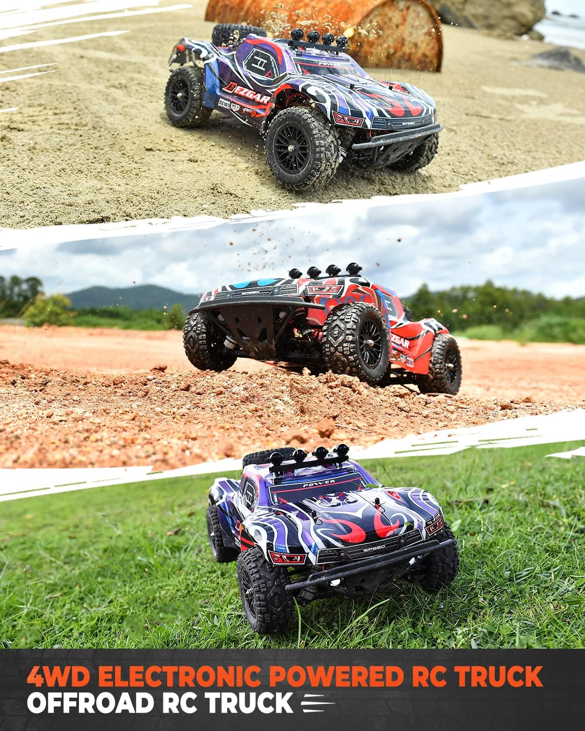 1:10 Scale 4WD Remote Control Monster Truck with 2 Rechargeable Batteries O384