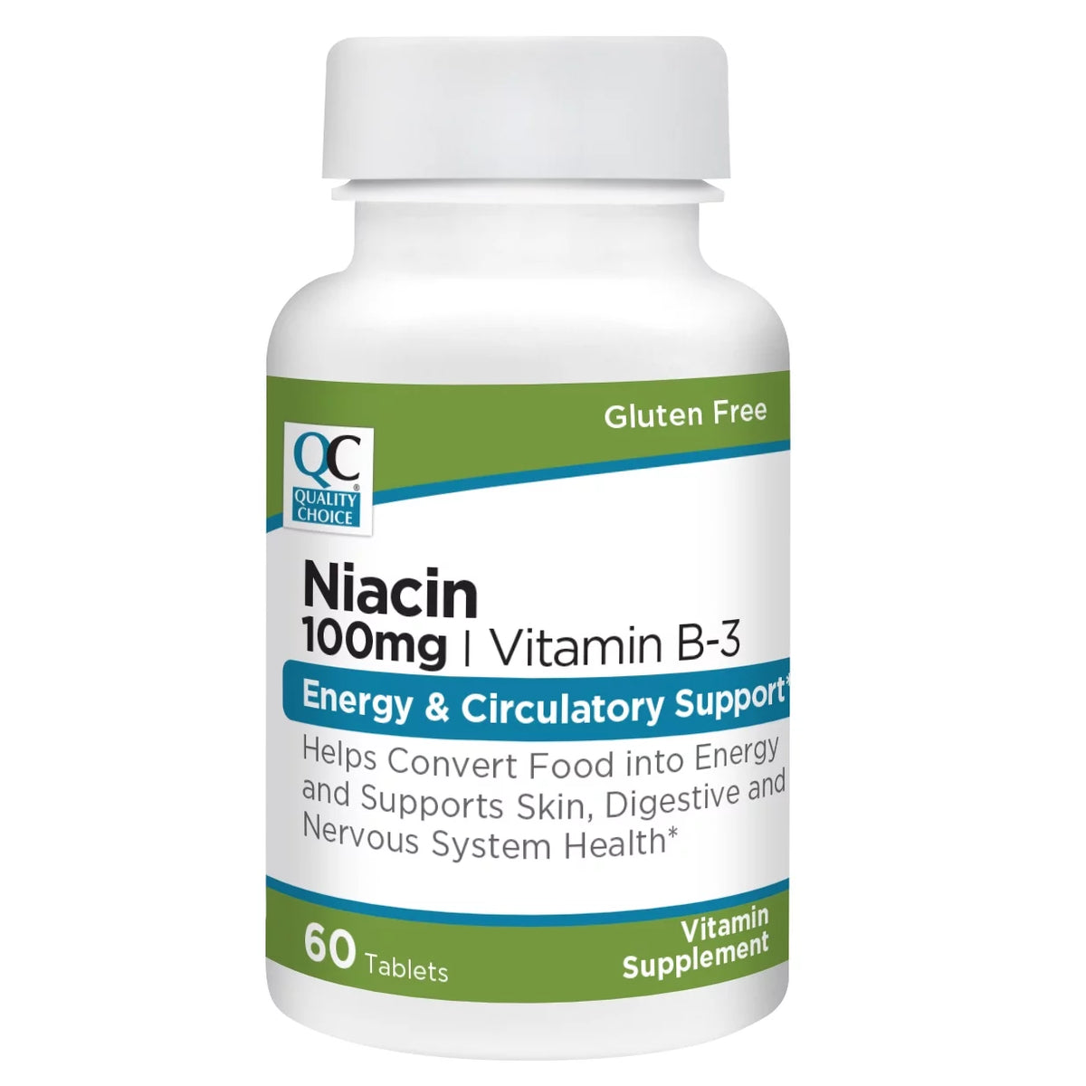 Niacin 100mg Vitamin B-3 Tablets, 60 Count B8071