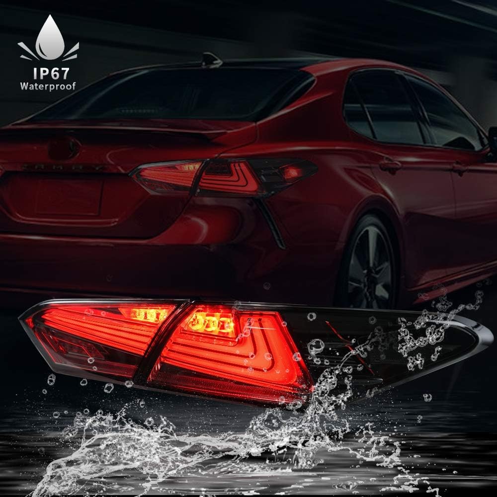 Full LED Tail Lights Assembly for Toyota Camry 2018-2021, Sequential Turn Signal, Transparent, Pair R295999