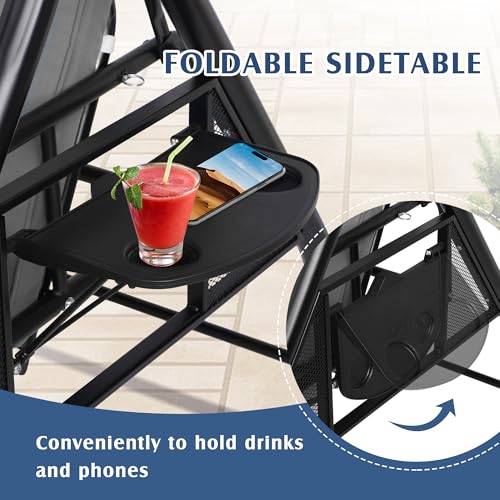 3 Person Outdoor Porch Swing with Canopy and Stand Z250634