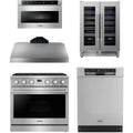36 Gas Range, Range Hood, Dishwasher, Microwave and Wine Cooler J792