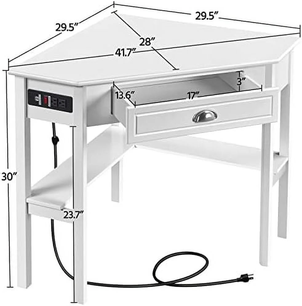 L Shaped Corner Computer Desk with Power Outlets G23282