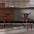 Dark Red 30 Inch Faux Leather Metal Barstool Set of 2 I213