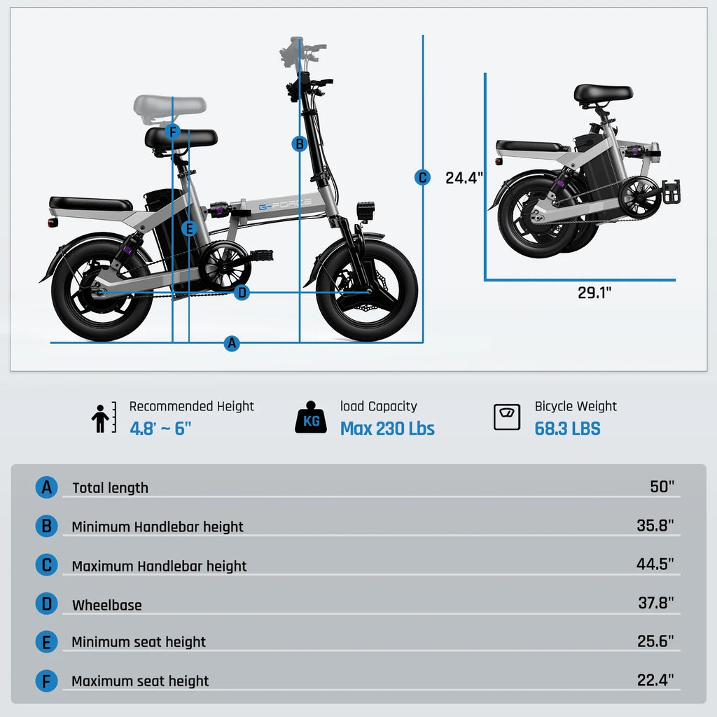 Folding 400W 48V 15Ah Electric Bike with Rear Shelf F3819