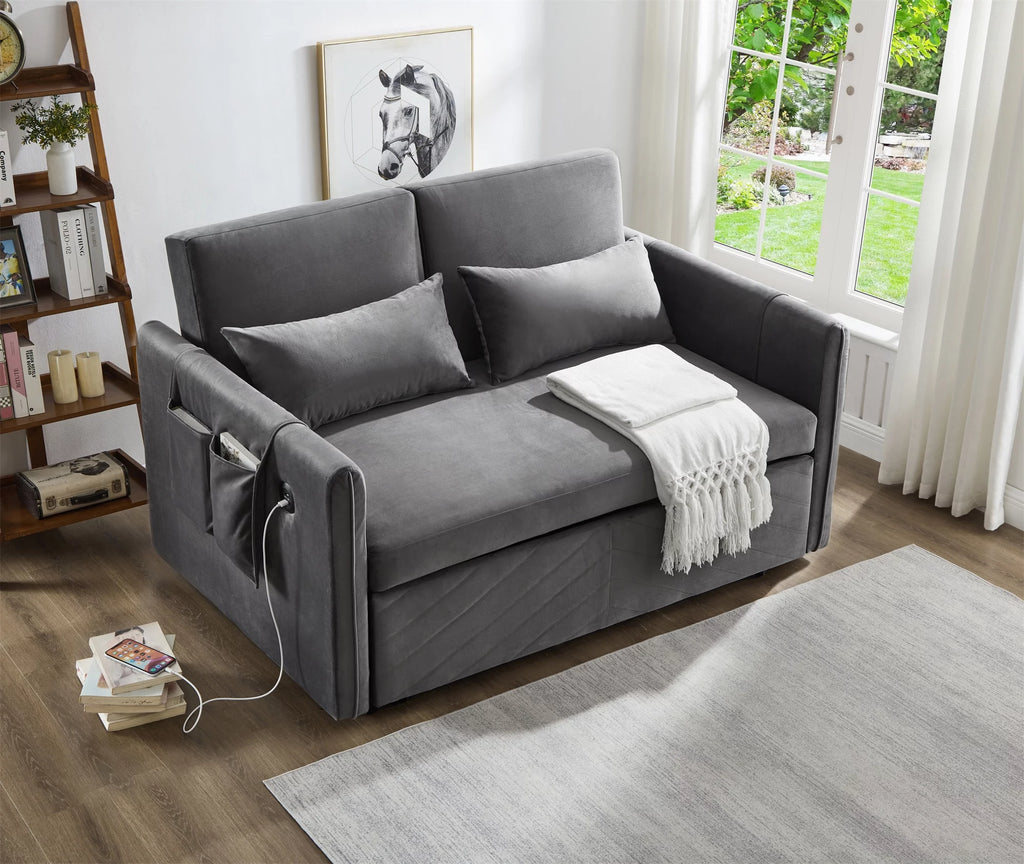 Gray Upholstered Sleeper Sofa K1113