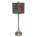 Brushed Nickel Lamp with Mosaic Stained Glass Lamp Shade, 2 Lights U443