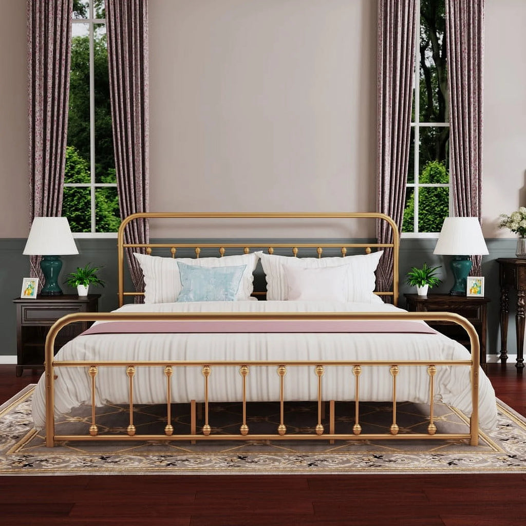 Vintage Queen Metal Platform Bed Frame X529562
