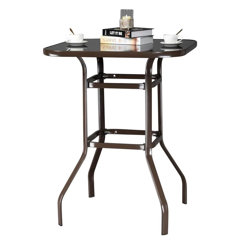 Square Glass 32" x 40" Dining Table Brown Y857