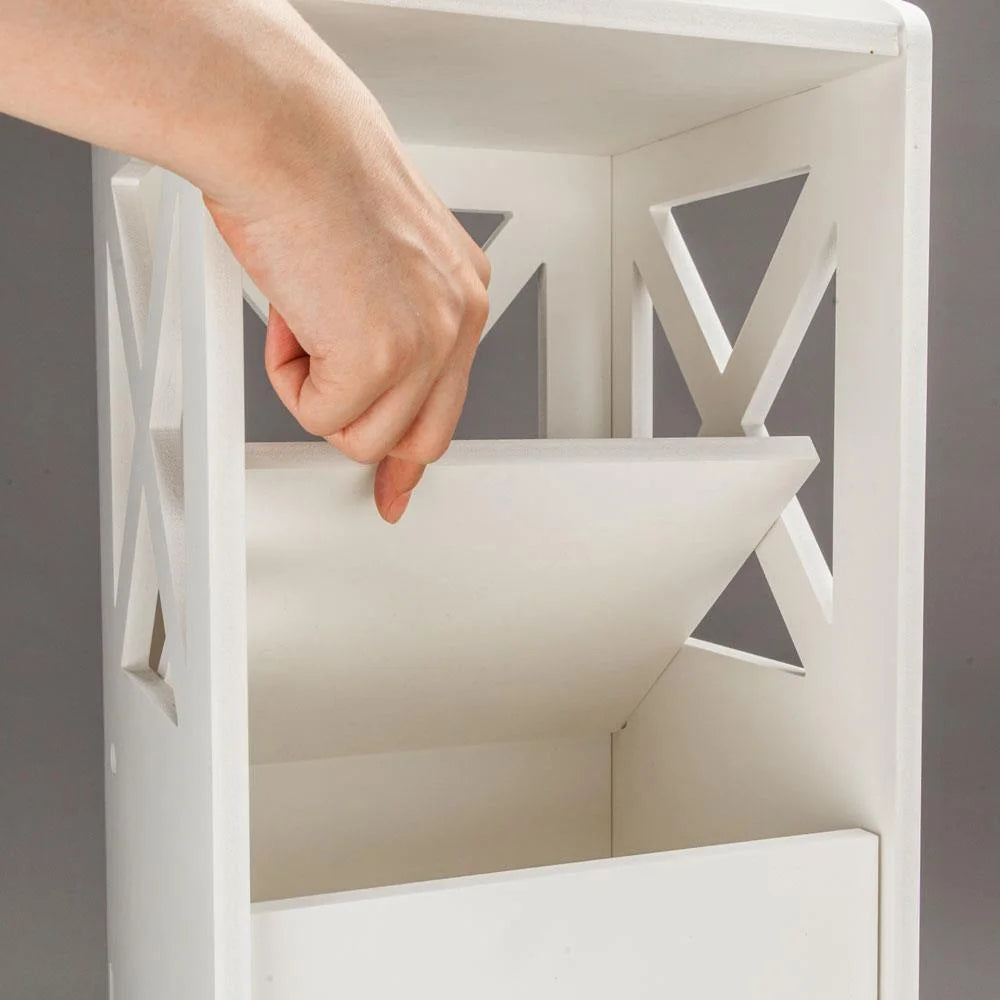 White Single Door 2-Tier Bathroom Floor Cabinet L93004