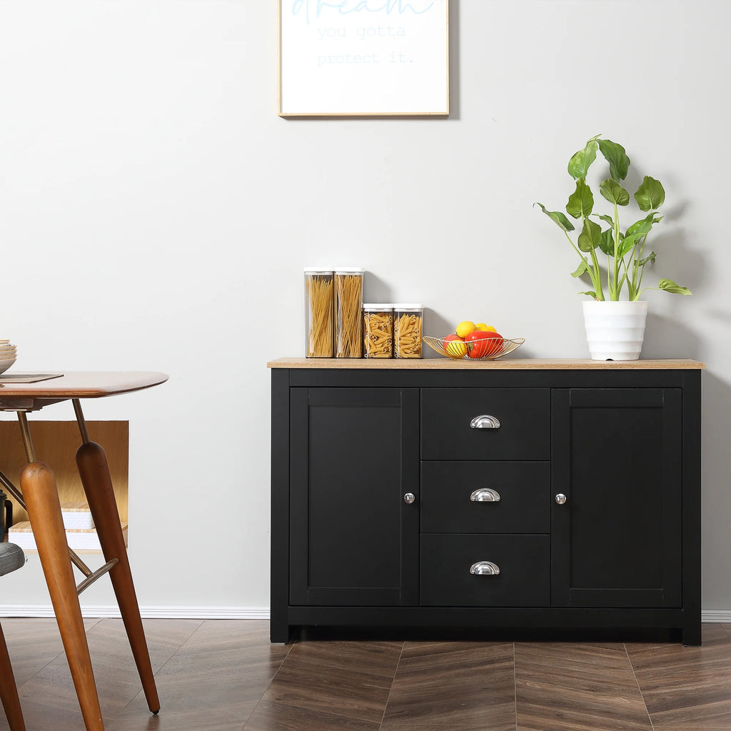 Black Kitchen Sideboard with 3 Drawers P385579