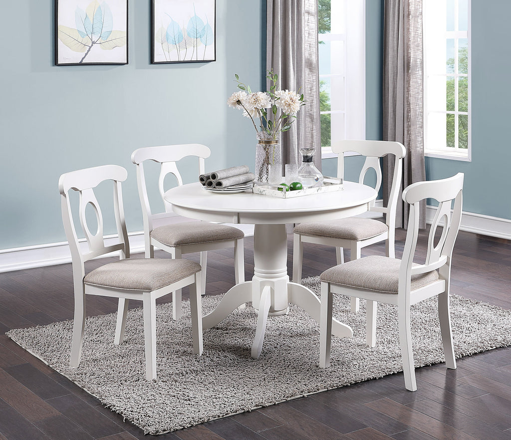 5pc Round Dining Table Set with 4 Cushion Chairs Rubberwood J329