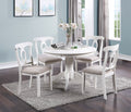 5pc Round Dining Table Set with 4 Cushion Chairs Rubberwood J329