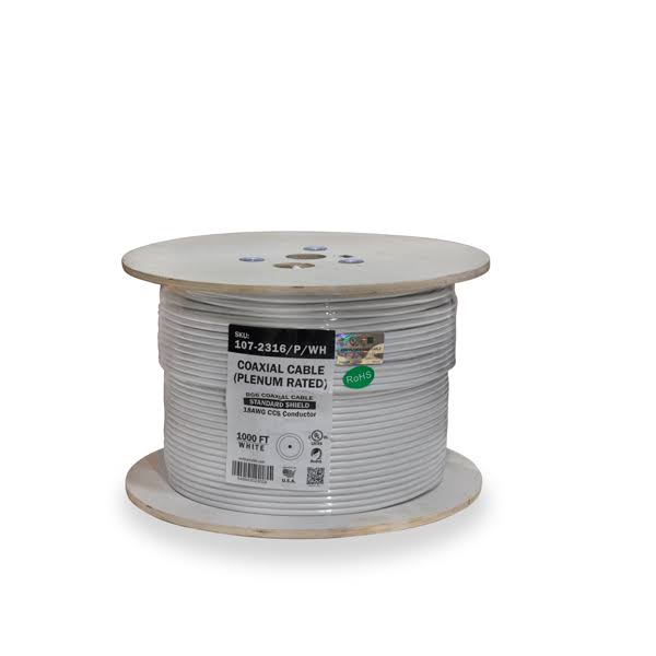White Plenum Rated Coaxial Cable 1000ft C514