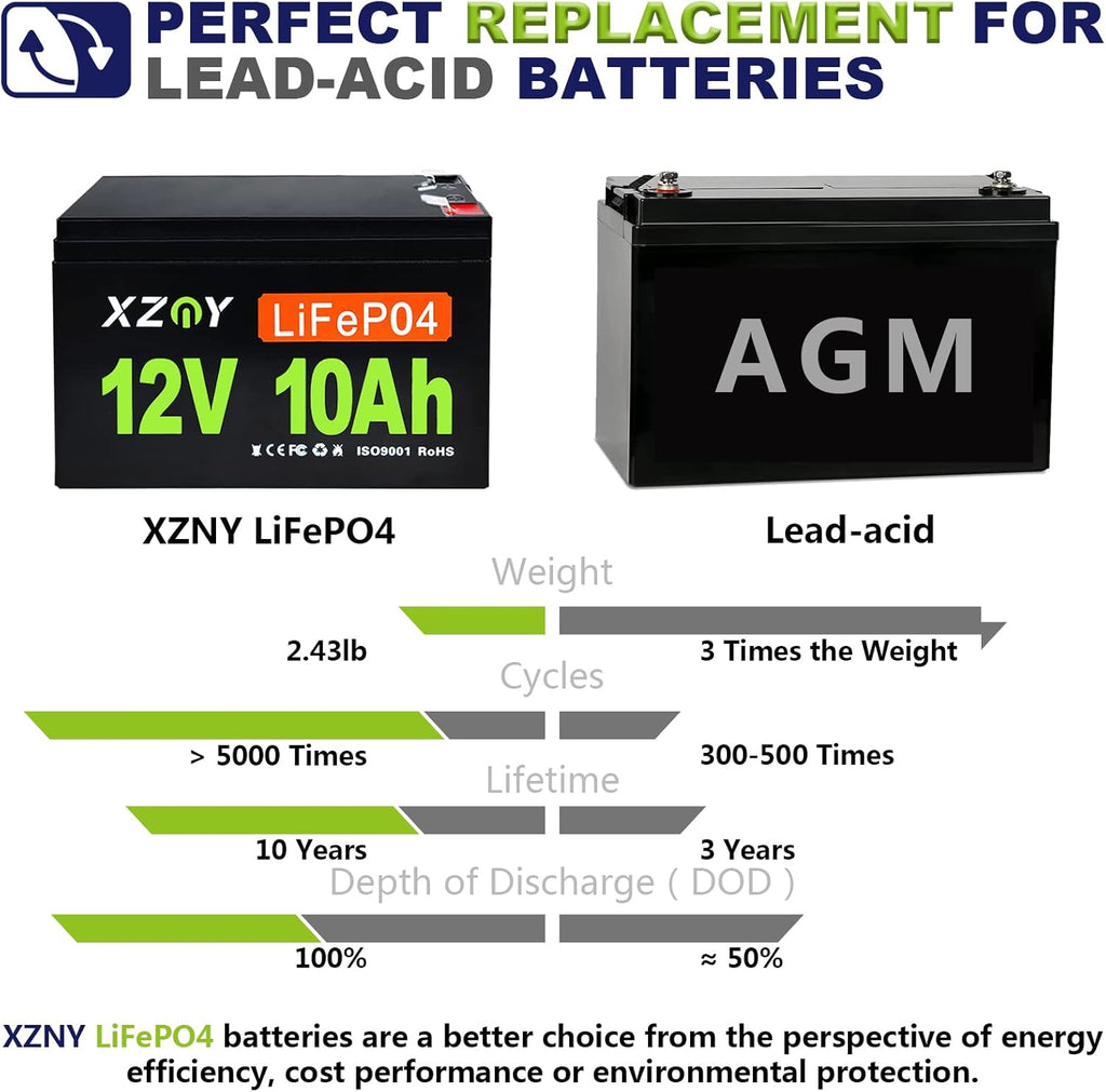 12V 10Ah LiFePO4 Battery with 10A BMS Z19129