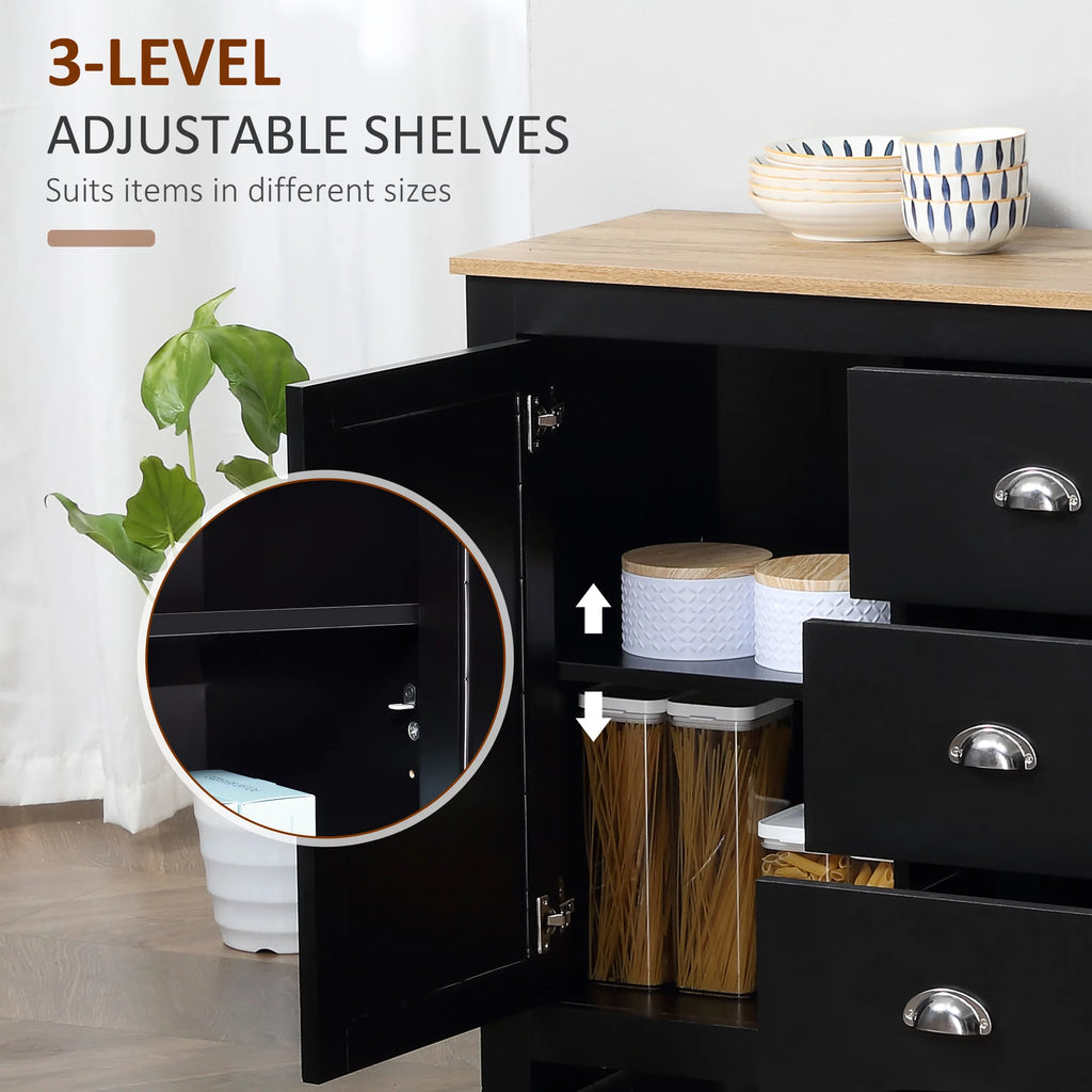 Black Kitchen Sideboard with 3 Drawers P385579