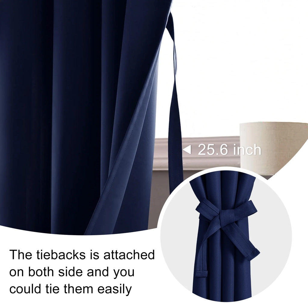 Navy Blue 42 x 63 Inch Blackout Curtains Set of 2 Panels Y5613
